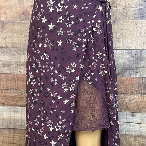 House of Harlow x Revolve Edie Purple Star Print Maxi Lace Wrap Dress Size Small - Picture 4 of 12